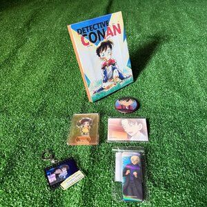 Detective Conan 6 piece Lot Tin Badges, Keychain, Art Print, Acrylic Stand Japan